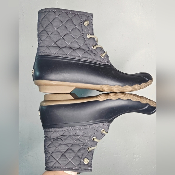 Sperry Quilted Black and Tan Women's Boots - Picture 1 of 6